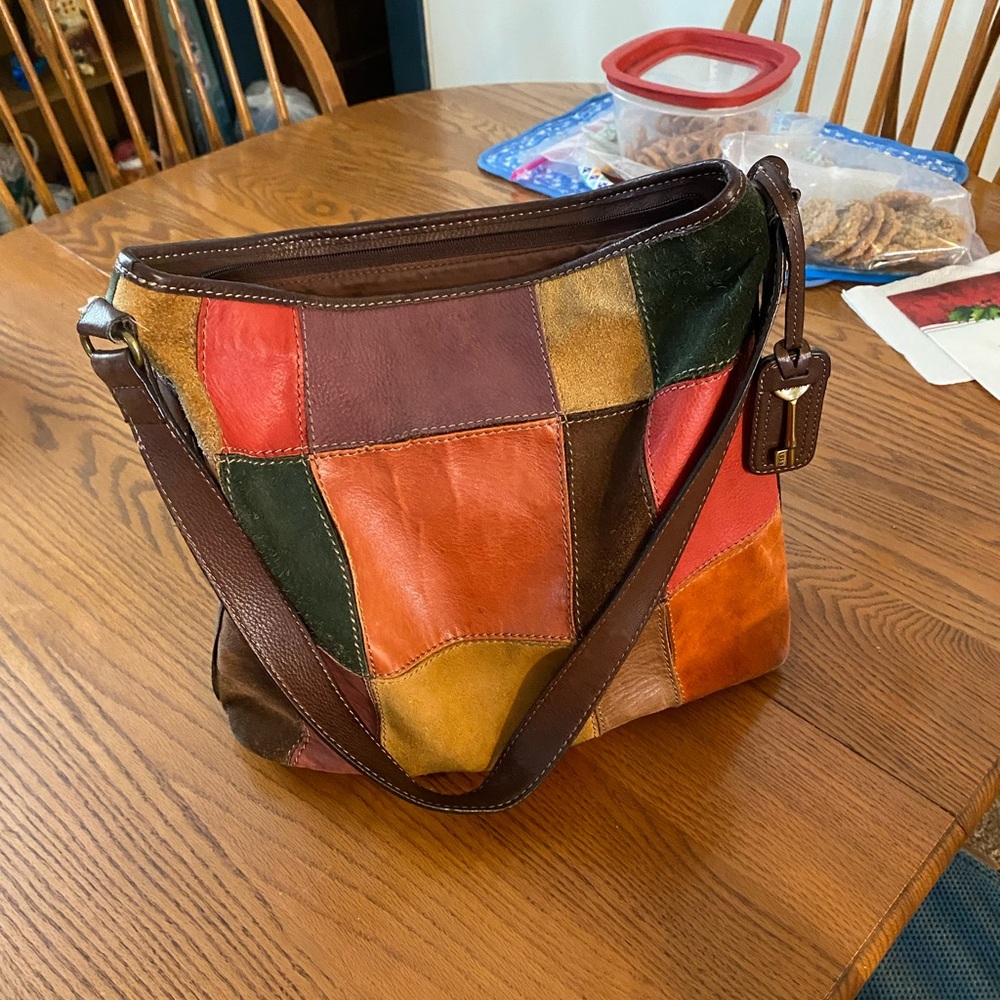 Fossil Multicolor Patchwork Shoulder Bag 12x12 - image 3